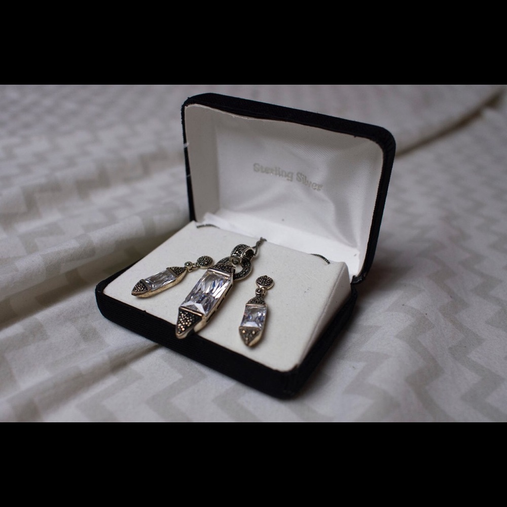 Vintage Sterling Sliver Earrings and Necklace